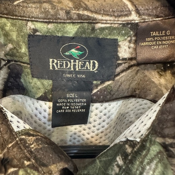 REDHEAD Men's Camo Mesh Lightweight Button Down 2 Pockets Shirt  Size Large - Picture 3 of 7